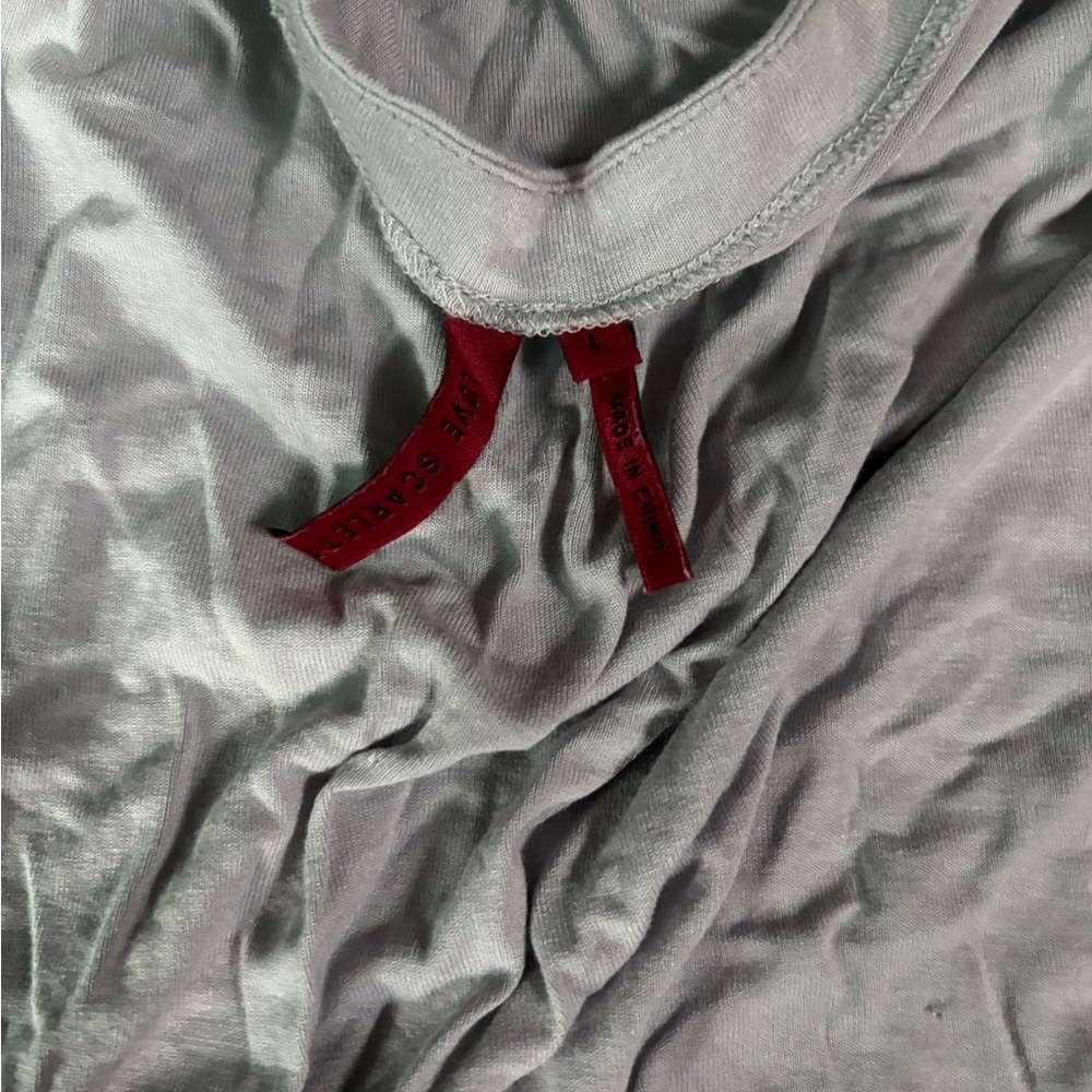 Gray T-shirt with Red Tag Detail